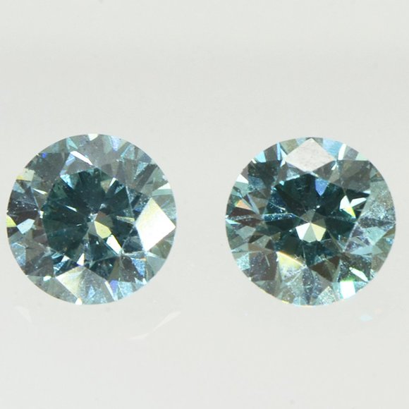 Round Diamond Pair Fancy Greenish Blue VS2 0.59 TCW - Picture 2 of 5